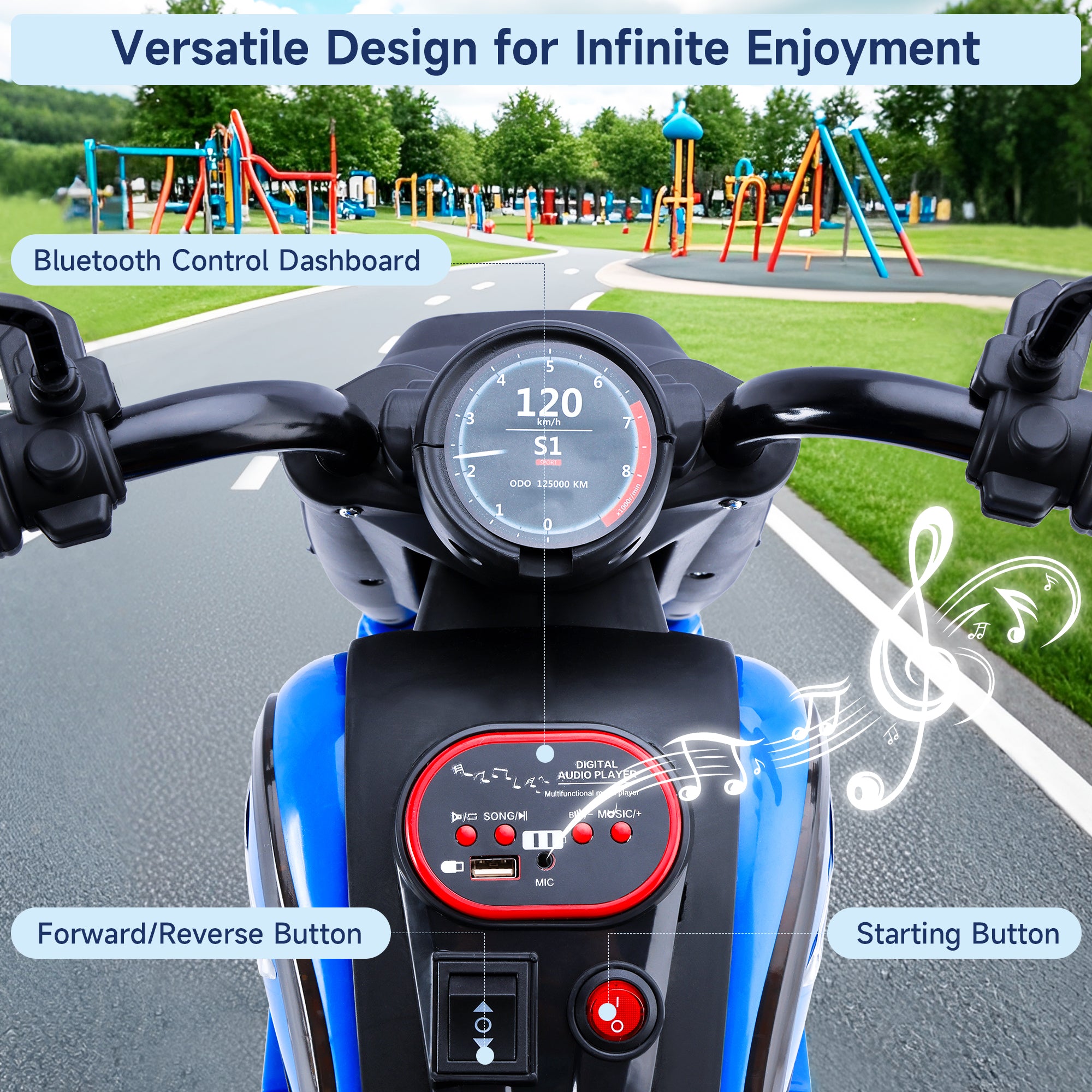3-Wheel 6V Kids Ride-On Motorcycle with Music & Lights – Blue (Copy)