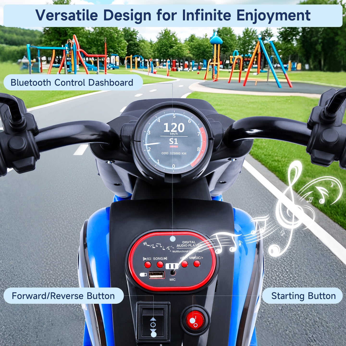 3-Wheel 6V Kids Ride-On Motorcycle with Music & Lights – Blue (Copy)