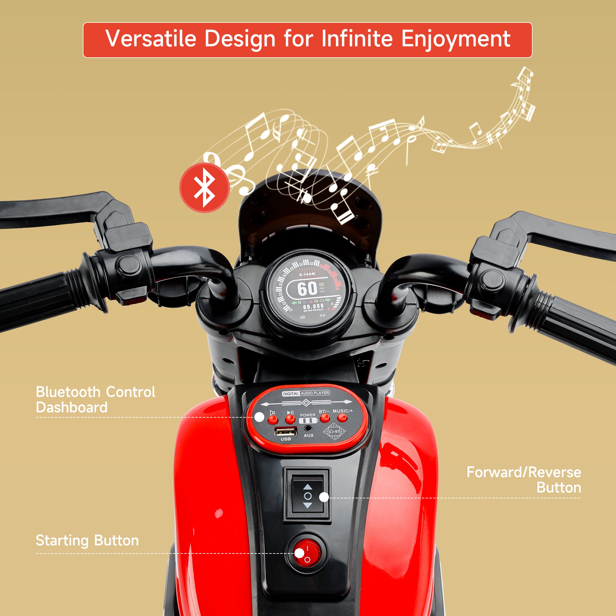 3-Wheel Kids Ride-On Motorcycle 6V (Red) | Dual Drive (Copy)