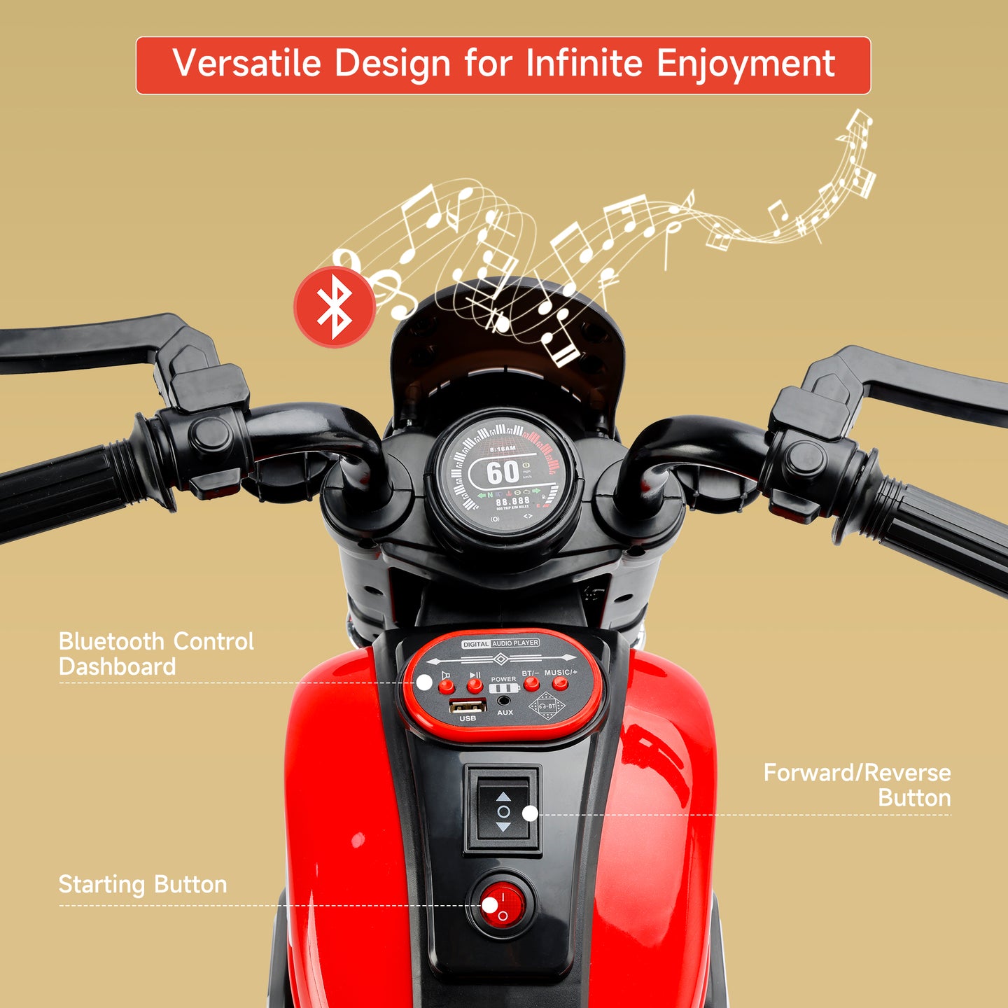 3-Wheel Kids Ride-On Motorcycle 6V (Red) | Dual Drive (Copy)