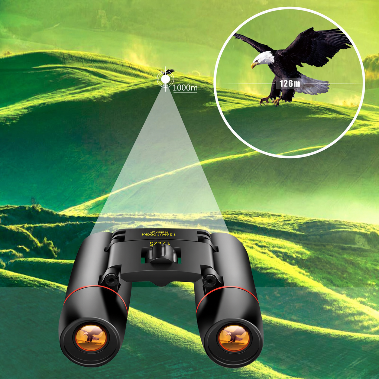 12×25 Compact Binoculars – Folding Travel Binoculars with BAK4 Prisms