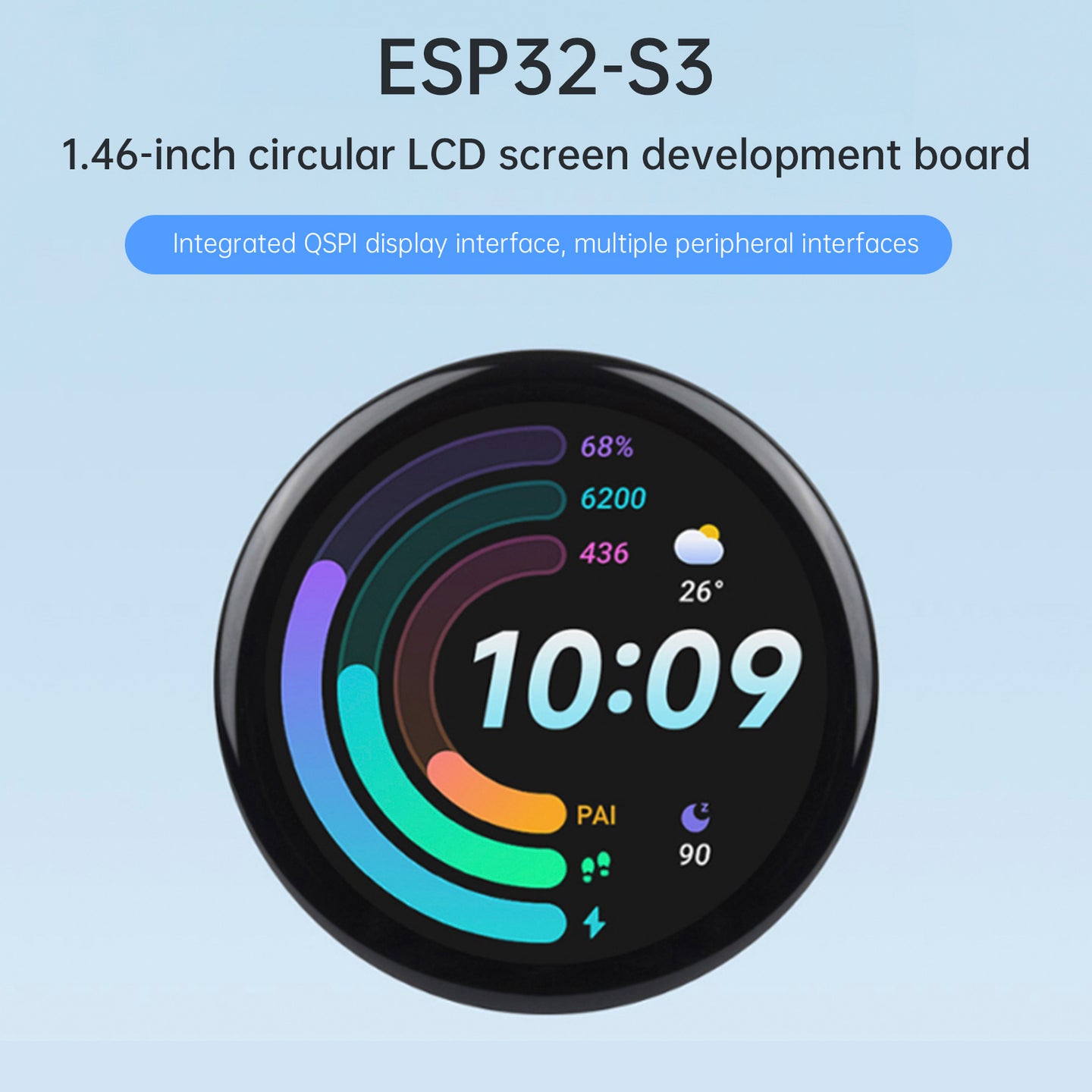 ESP32-S3 1.46-inch Circular Touch Screen Development Board Wifi Audio Playback