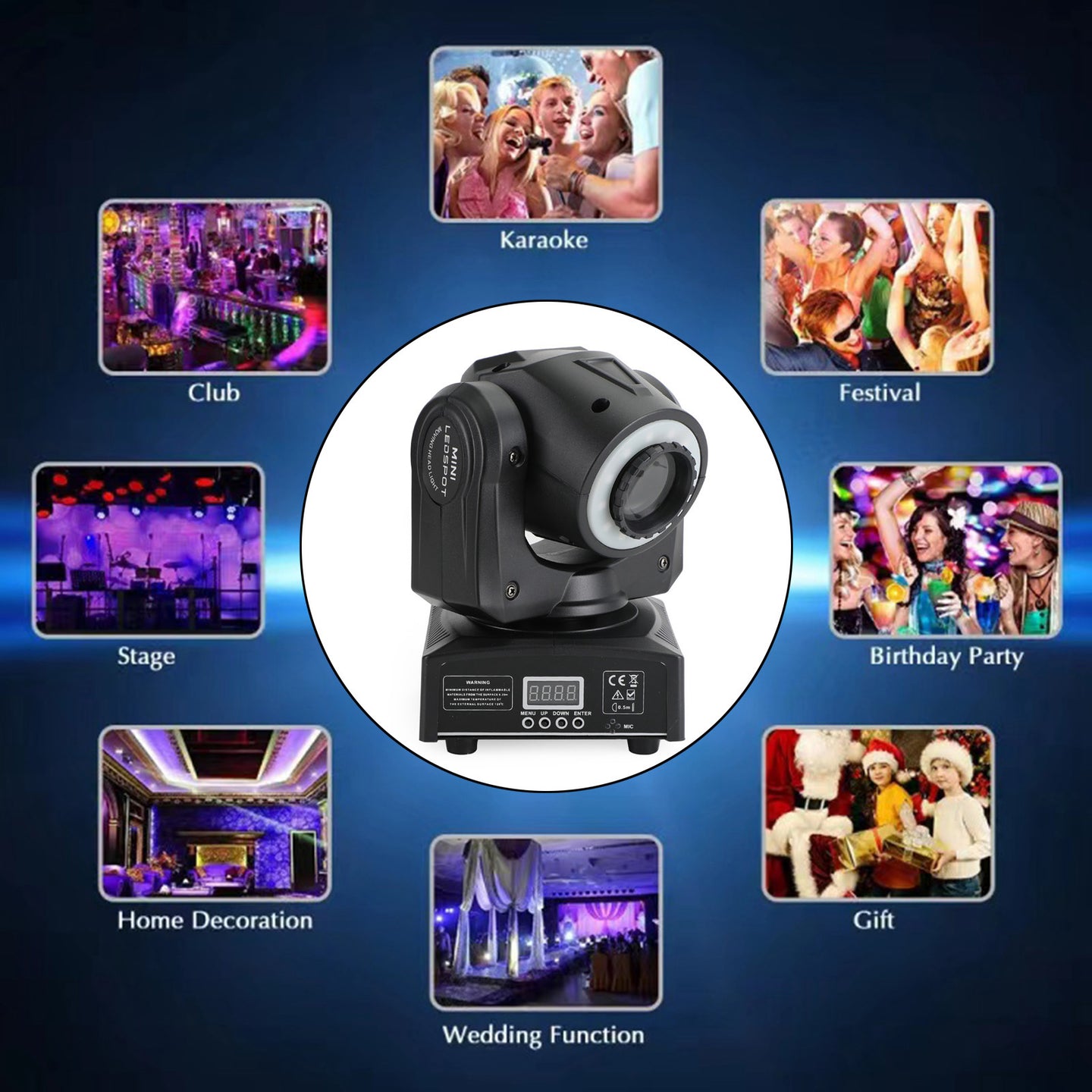 100W LED Moving Head Spot Light with Gobo & Color Wheels (7+7), DMX 10/12CH for DJ Stage Lighting