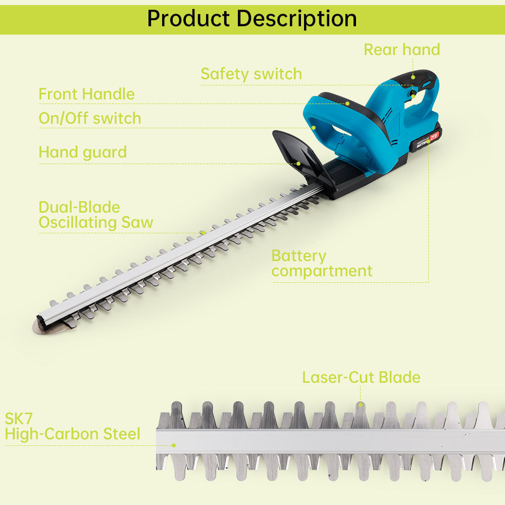 20'' Electric Hedge Trimmer Cordless Power Hedge Trimmer