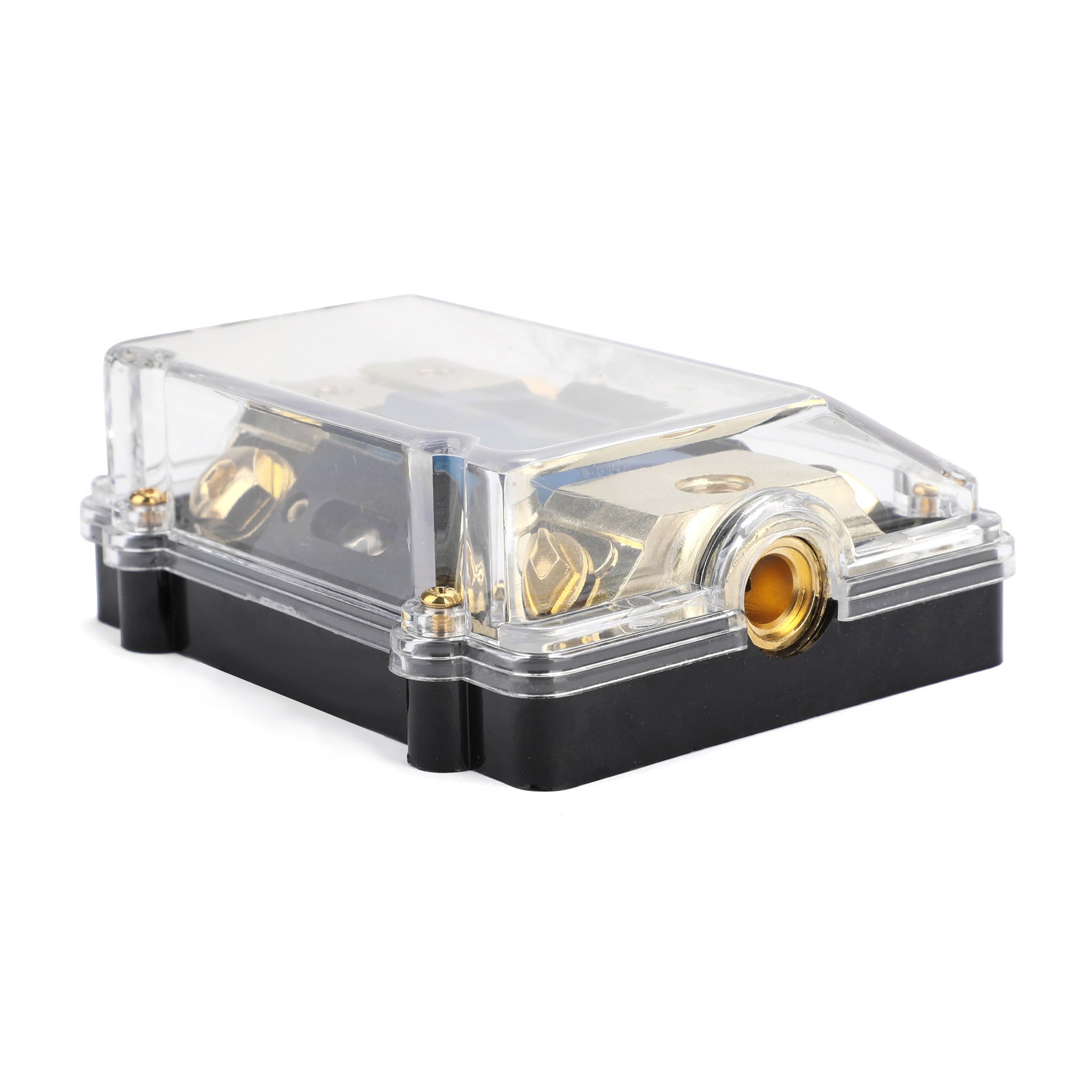 LED Display 1x0 IN 2x4GA OUT Distribution Block Fuse Holder Clear Cover Nickel Plated Splitter Heat resistant plastic housing for Car Audio Marine