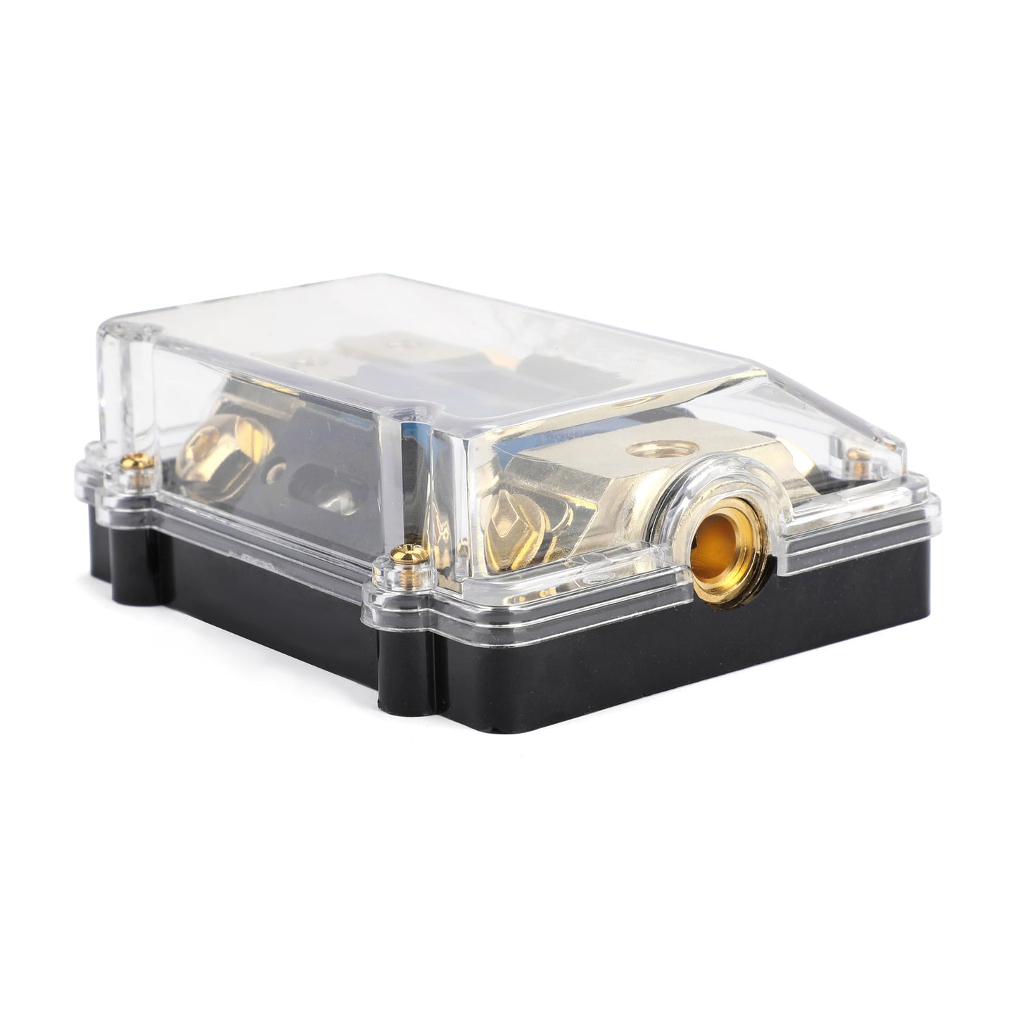 LED Display 1x0 IN 2x4GA OUT Distribution Block Fuse Holder Clear Cover Nickel Plated Splitter Heat resistant plastic housing for Car Audio Marine