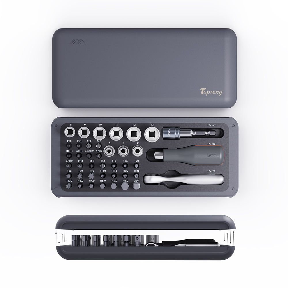 Polycarbonate and Alloy Steel 41-Pieces Mini Ratchet and Screwdriver Set Compact and Portable