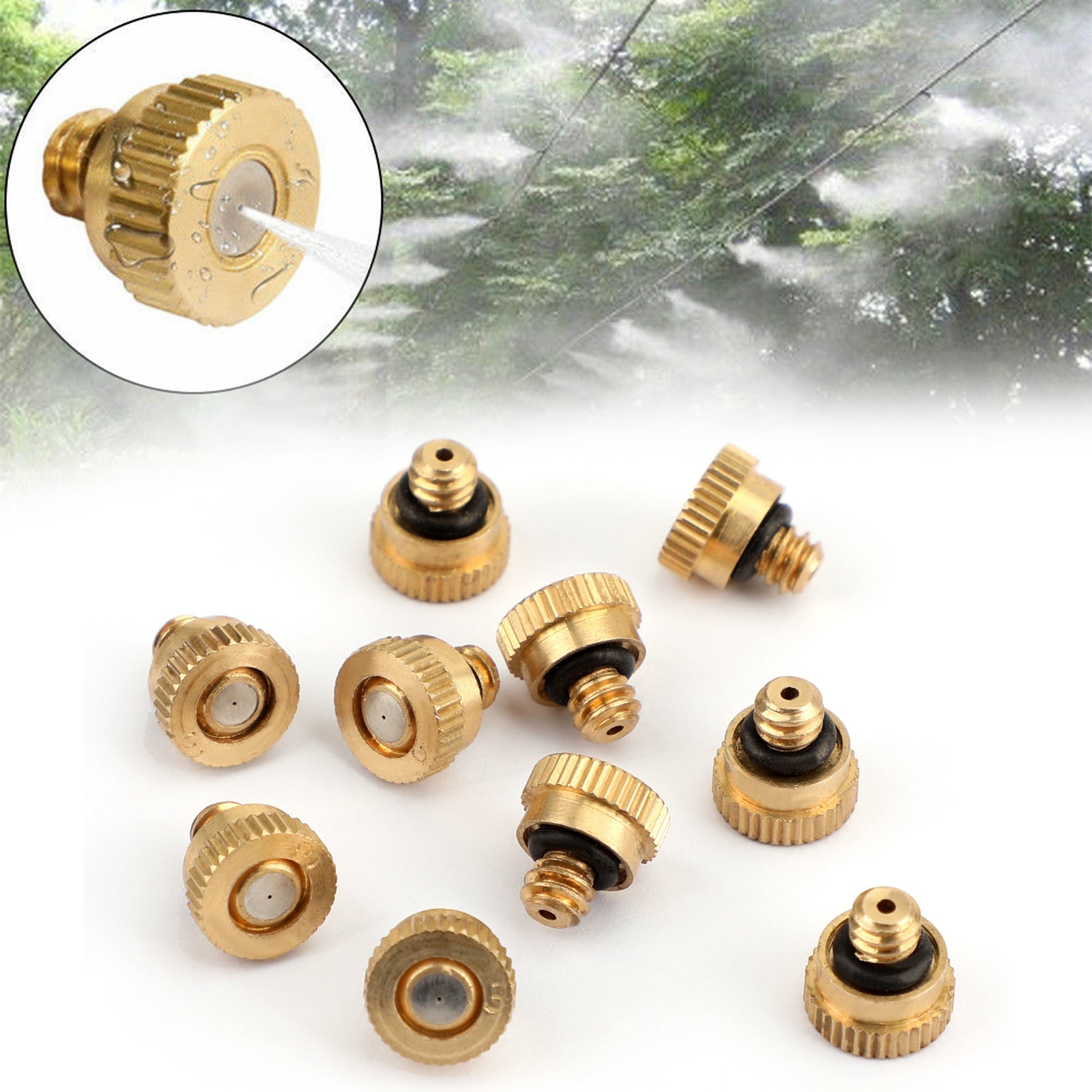 10-50pcs Brass Misting Nozzles Water Mister Sprinkle For Cooling System 0.016