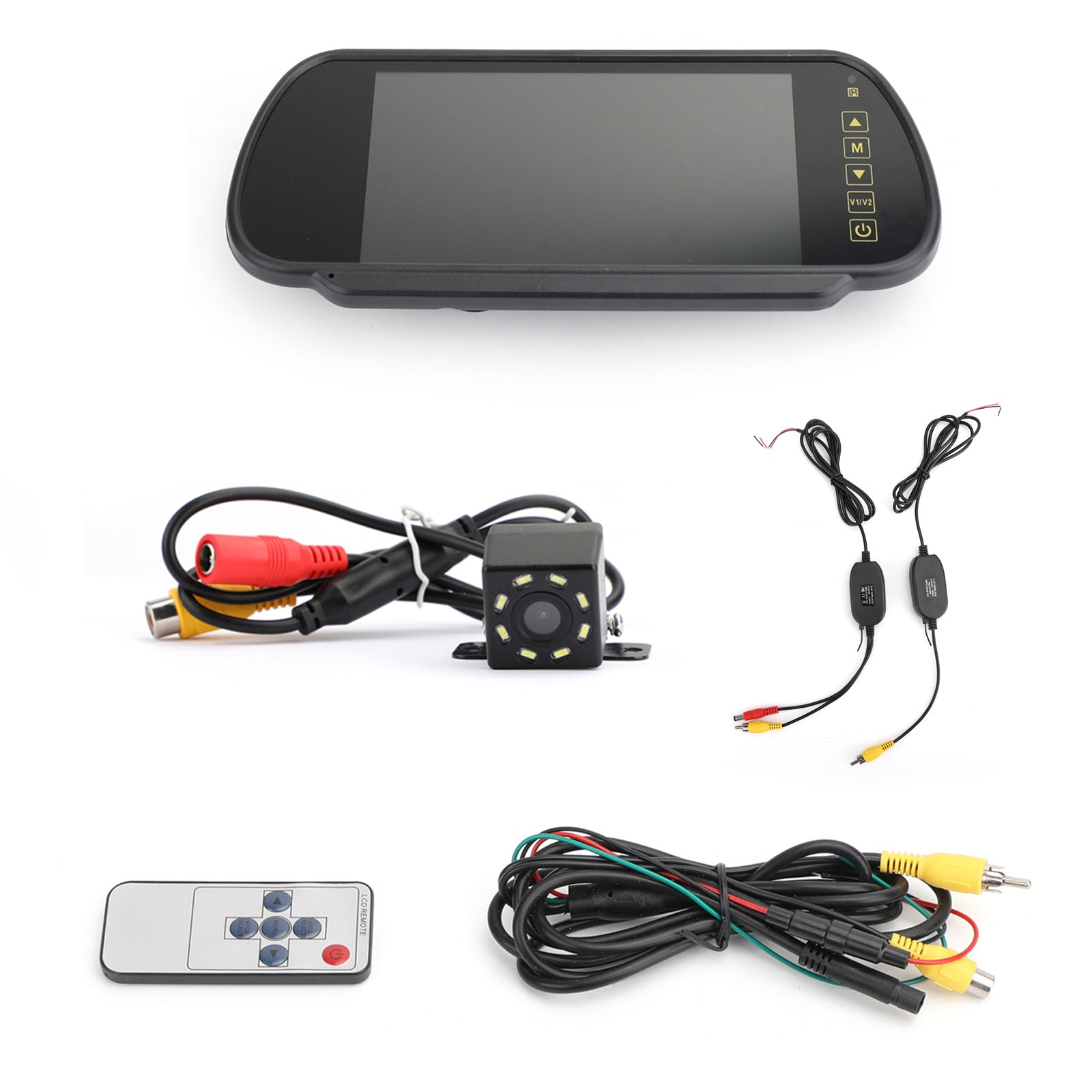 7" LCD Monitor Wireless Car Rear View Kit + 8 LED Rear View Camera