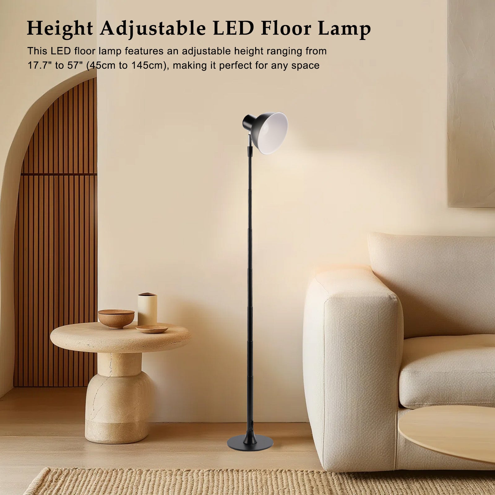 3 Colors Dimmable for Bedroom/Office-Walnut Adjustable LED Floor & Table Lamp