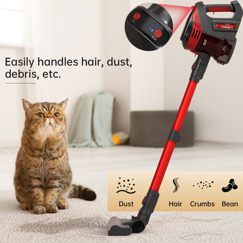 25Kpa Cordless Stick Vacuum Cleaner, 40-Min Runtime Lightweight Vac for Pet Hair, Hardwood Floors & Carpet