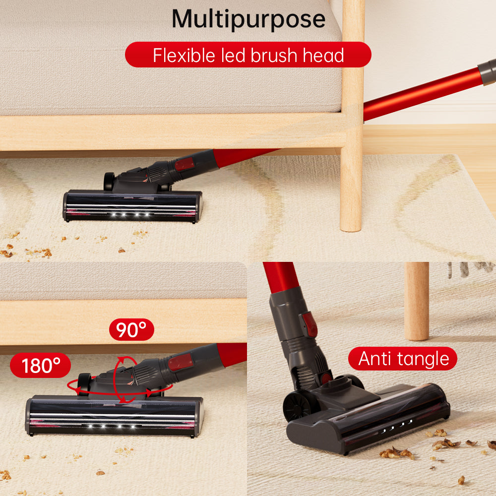 25Kpa Cordless Stick Vacuum Cleaner, 40-Min Runtime Lightweight Vac for Pet Hair, Hardwood Floors & Carpet