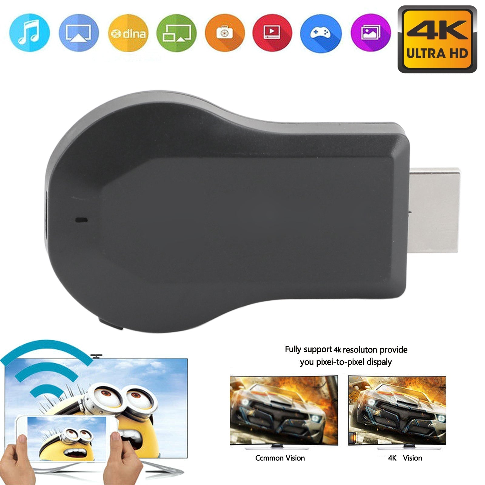 M100 True 4K TV Stick – WiFi Wireless HDMI Dongle for Streaming & Media Playback