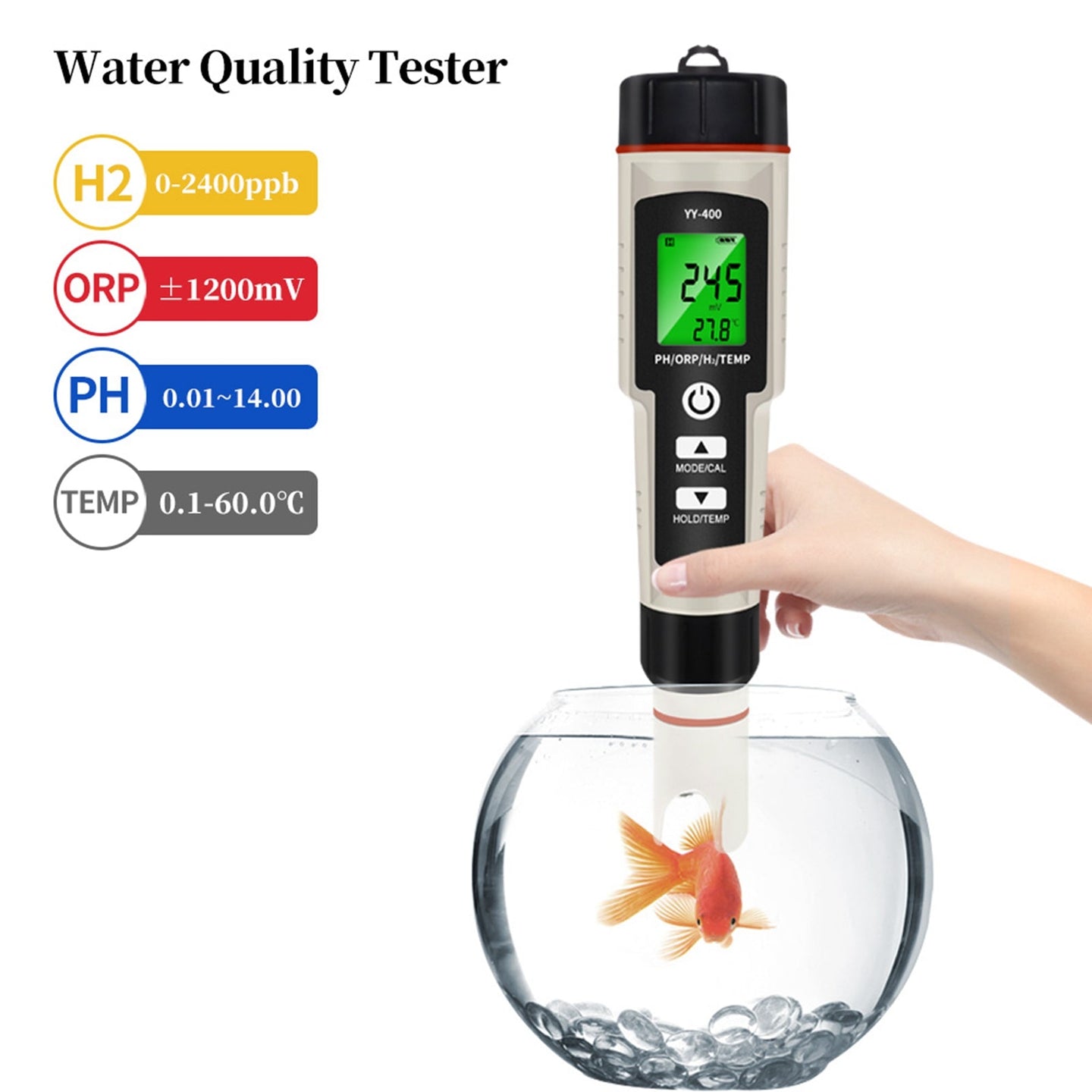 Portable 4-in-1 Hydrogen-Rich Water Test Pen – PH, ORP, Temp Meter Tester