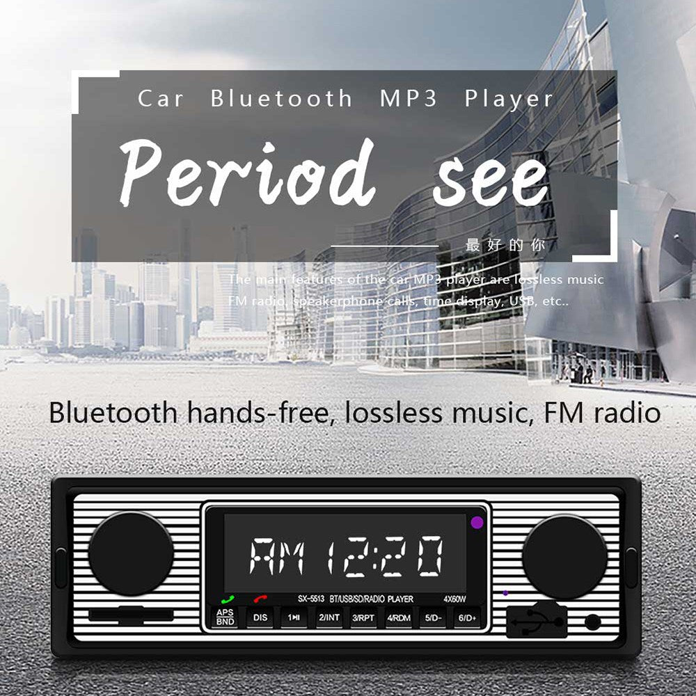 Vintage Classic Bluetooth Car Stereo FM Radio MP3 Player Receiver USB/SD/AUX