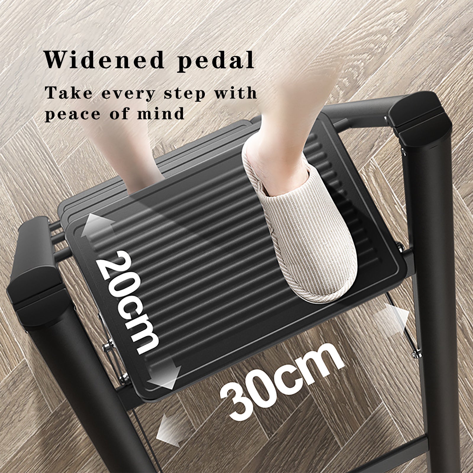 Compact Stepladder, 3 Tiers, Foldable, Aluminum, Wide, Lightweight