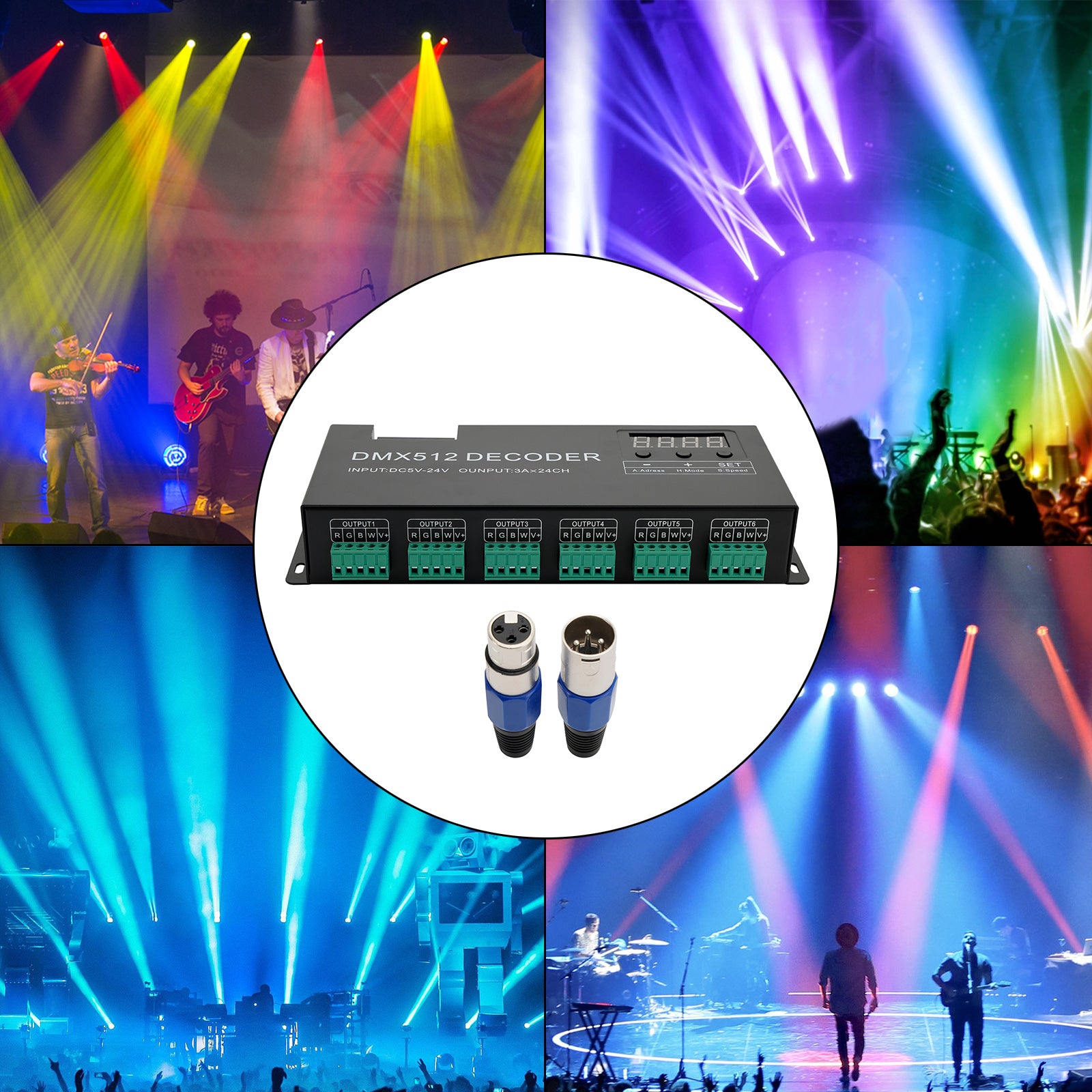 24 Channel DMX 512 Decoder RGBW PWM Dimmer Driver LED Strip Light Controller US