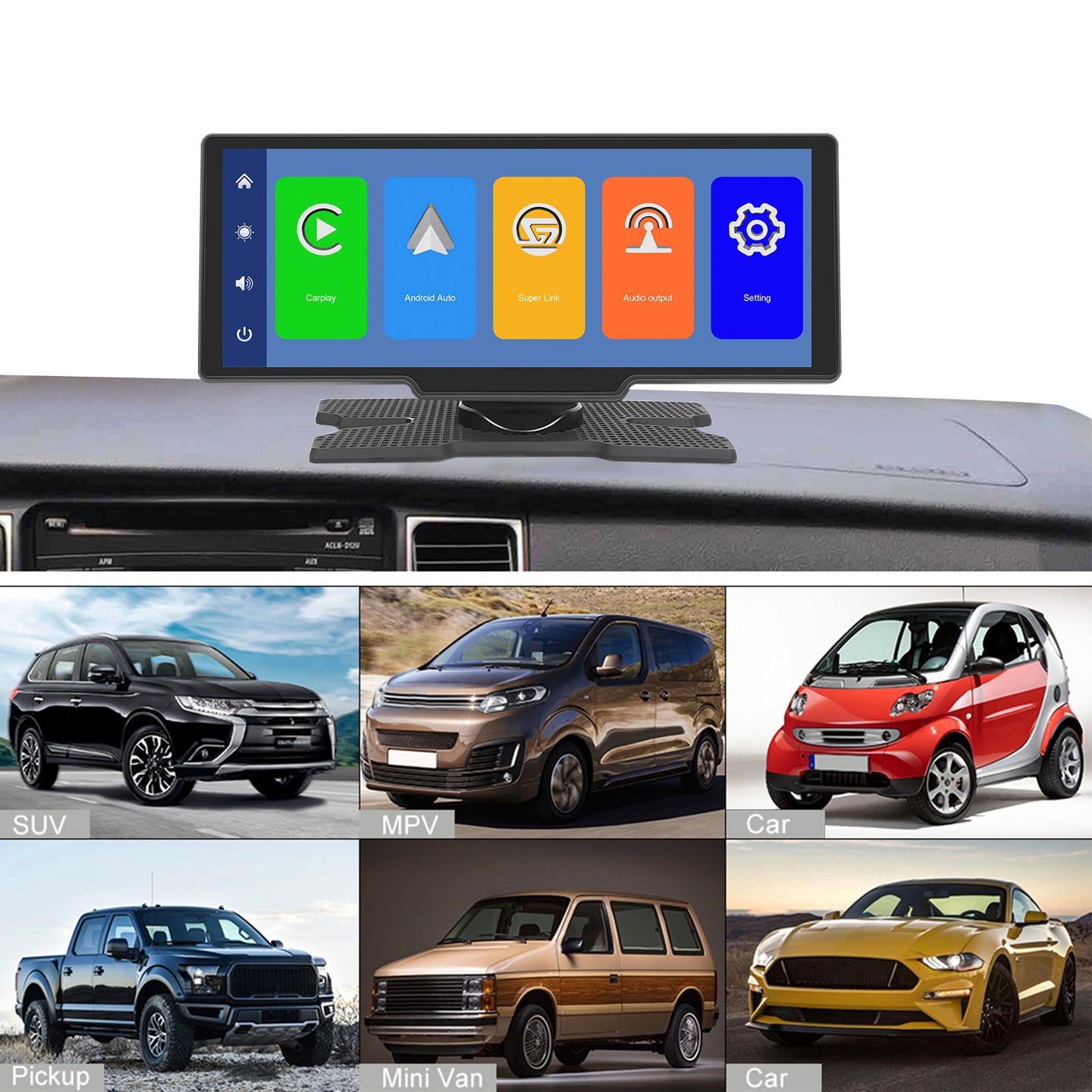 10.26inch HD Car Display CarPlay Car Navigation all-in-one Machine 12 LED Camera