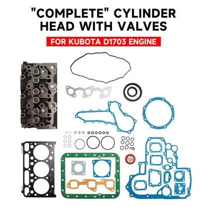 Complete Engine Cylinder Head Assembly for Kubota D1703 Engine – Fits Bobcat 238 325 Excavator