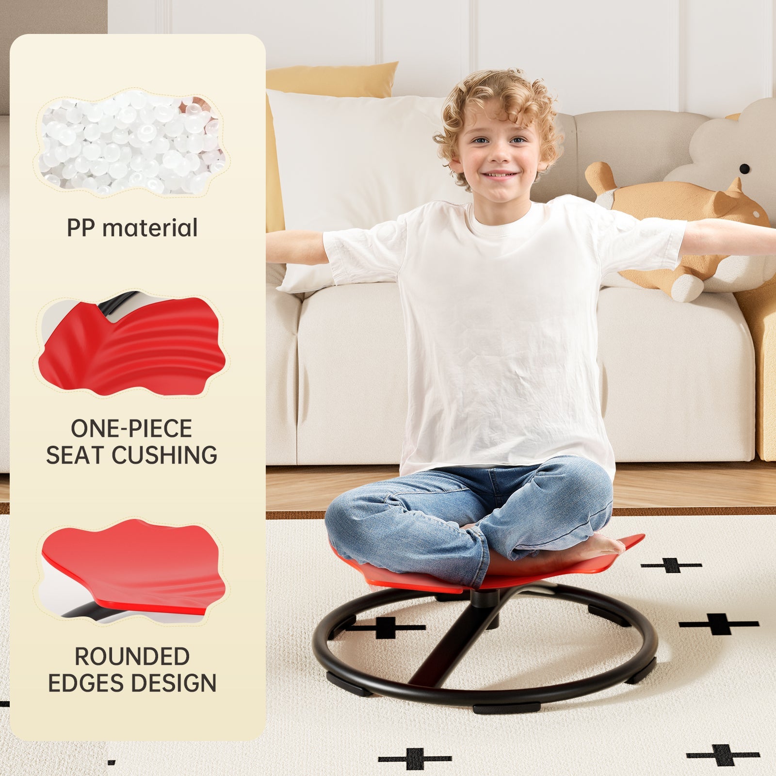 Sit + Spin 360° Sensory Spinning Seat Swivel Toy Kids Fish Wobble Chair Stool