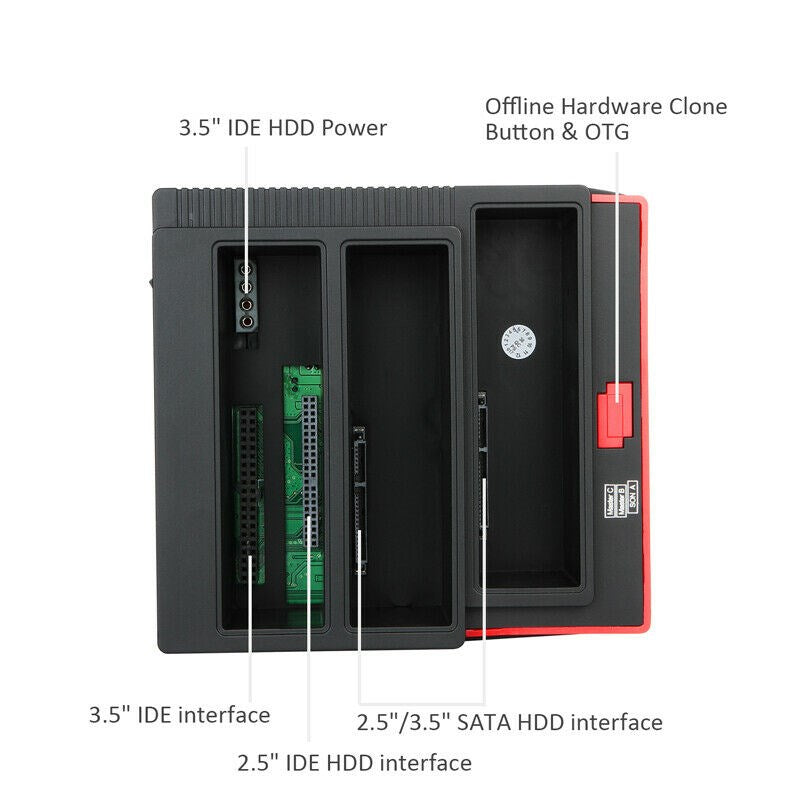 Multifunction 2.5 3.5" HDD Docking Station USB 3.0 Clone Hard Drive Card US
