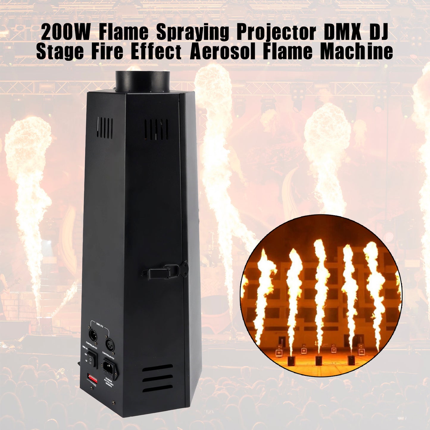 200W Flame Spraying Projector DMX DJ Stage Fire Effect Aerosol Flame Machine