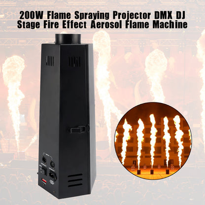 200W Flame Spraying Projector DMX DJ Stage Fire Effect Aerosol Flame Machine