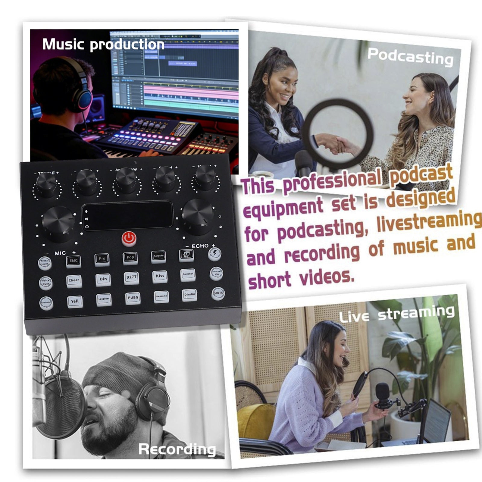V8s Sound Card Live Sound Card Set BM800 Studio Condenser Microphone Perfect