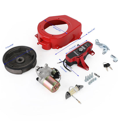 Electric Start Conversion Kit for Honda GX160 5.5HP & GX200 6.5HP Engines, with Starter, Flywheel & Key Switch