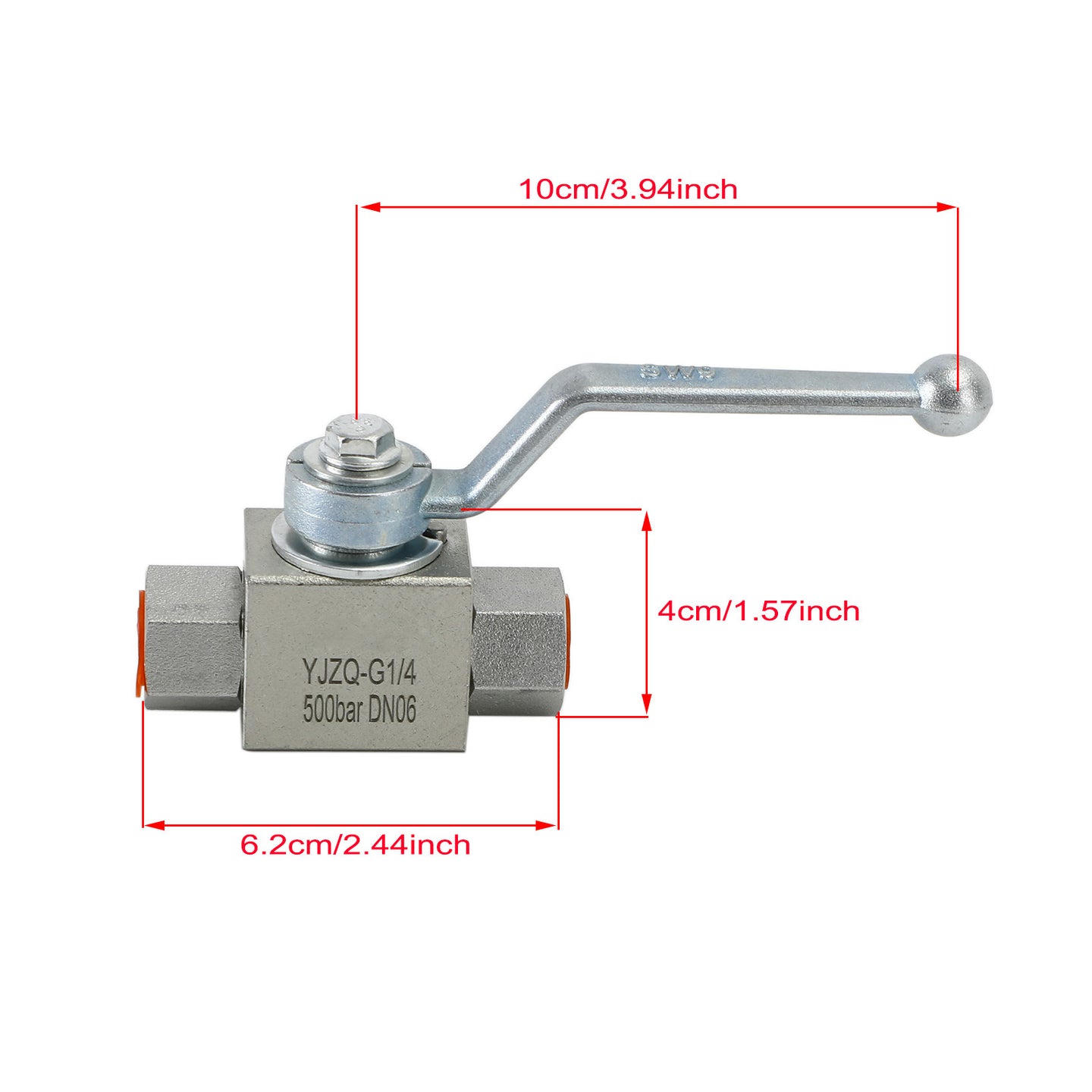2 Way Hydraulic Ball Valve 1/4" NPT Female High Pressure Ball Valve, 1/4 DN06"
