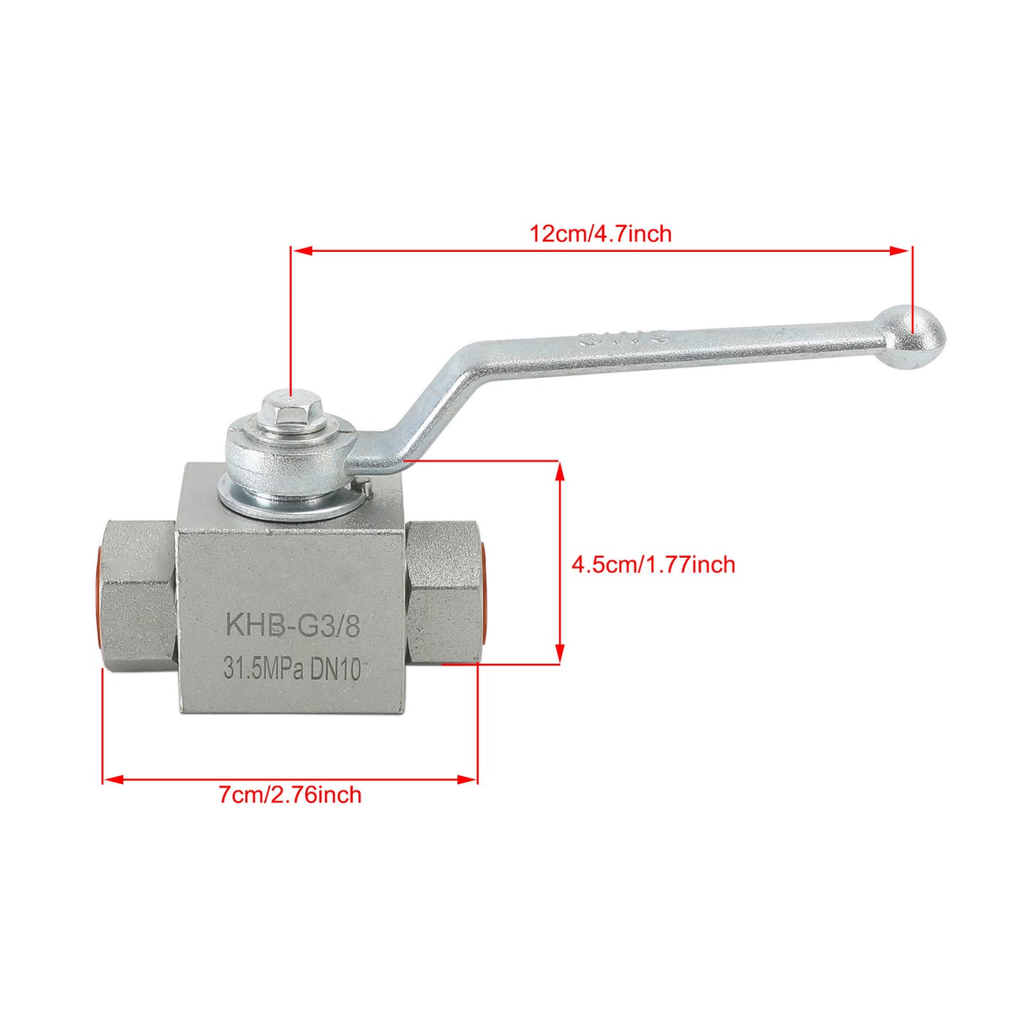 2 Way Hydraulic Ball Valve 1/4" NPT Female High Pressure Ball Valve, 3/8 DN10"
