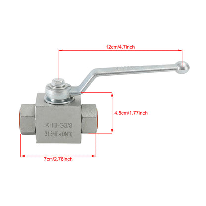 2 Way Hydraulic Ball Valve 1/4" NPT Female High Pressure Ball Valve, 3/8 DN10"