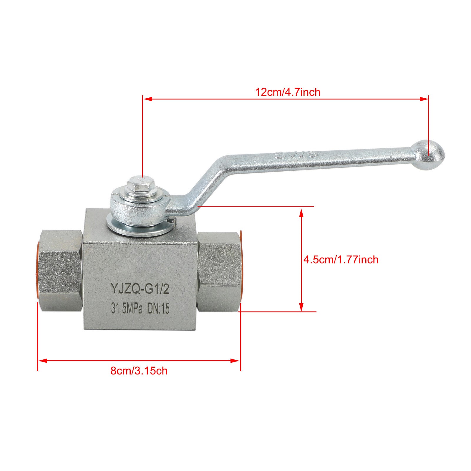 2 Way Hydraulic Ball Valve 1/4" NPT Female High Pressure Ball Valve, 1/2 DN15"