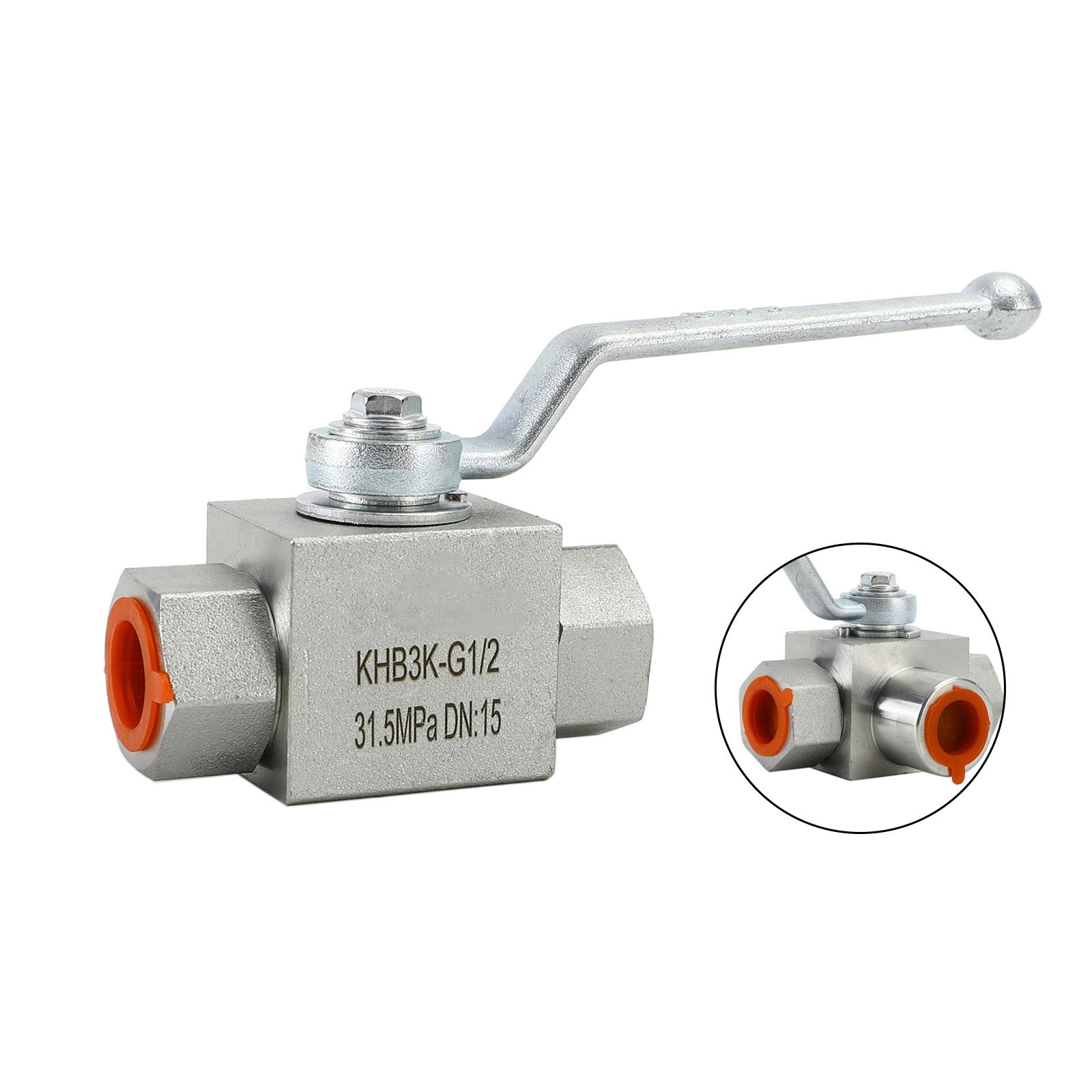 3 Way Hydraulic Ball Valve 1/4" NPT Female High Pressure Ball Valve, 1/2 DN15"