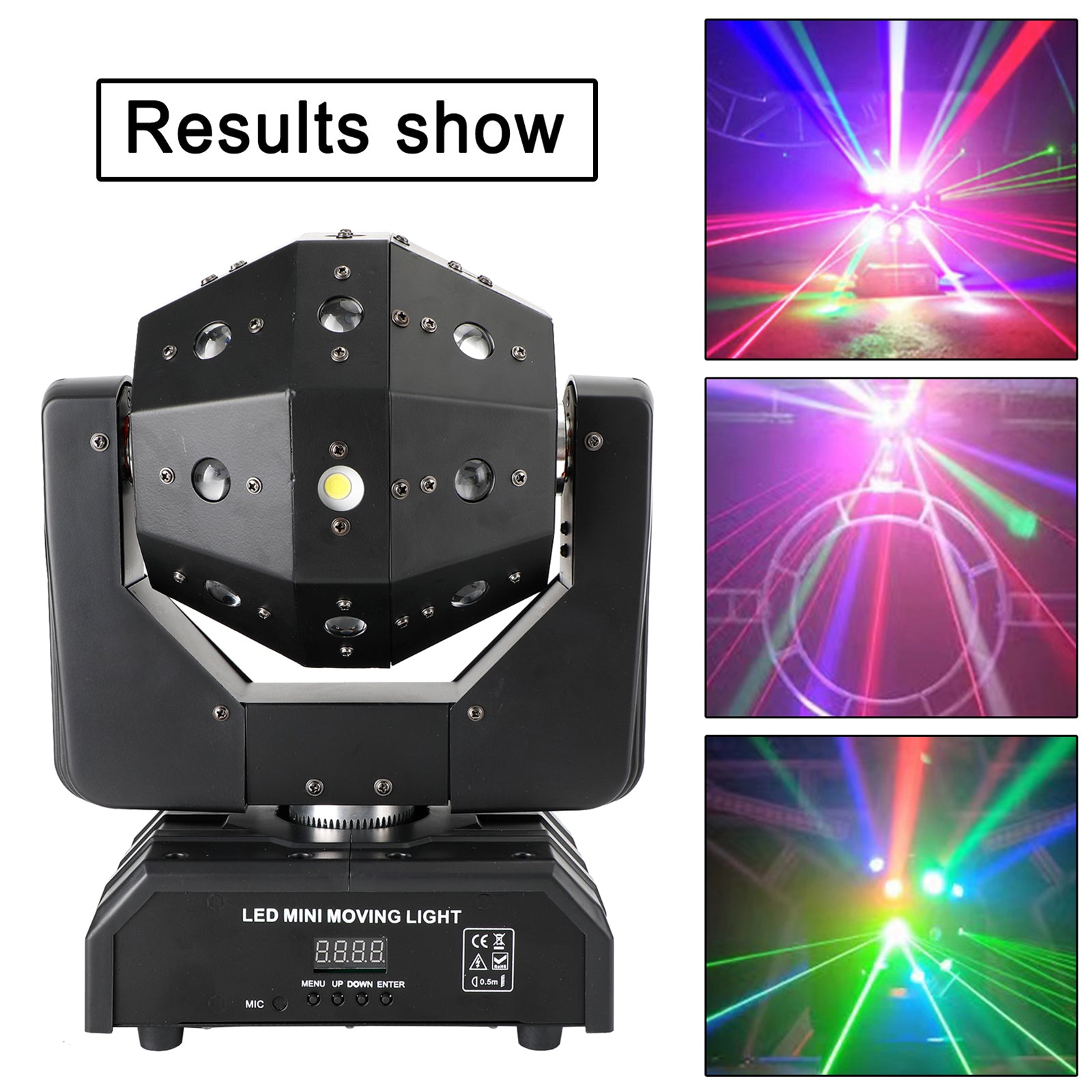 RGBW 3-in-1 LED Moving Head Stage Light with Laser – DMX DJ Disco Party Effect Lighting
