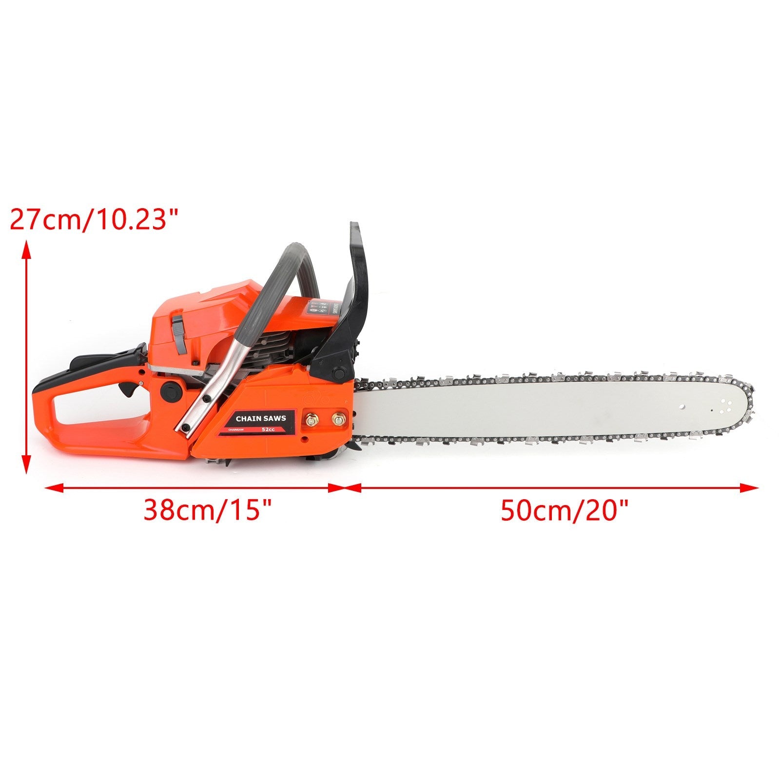 20" Gasoline Chainsaw a€?Engine 2 Cycl 52 Cc, 2 KW- Sawing Cutting Pruning and Trimming Wood