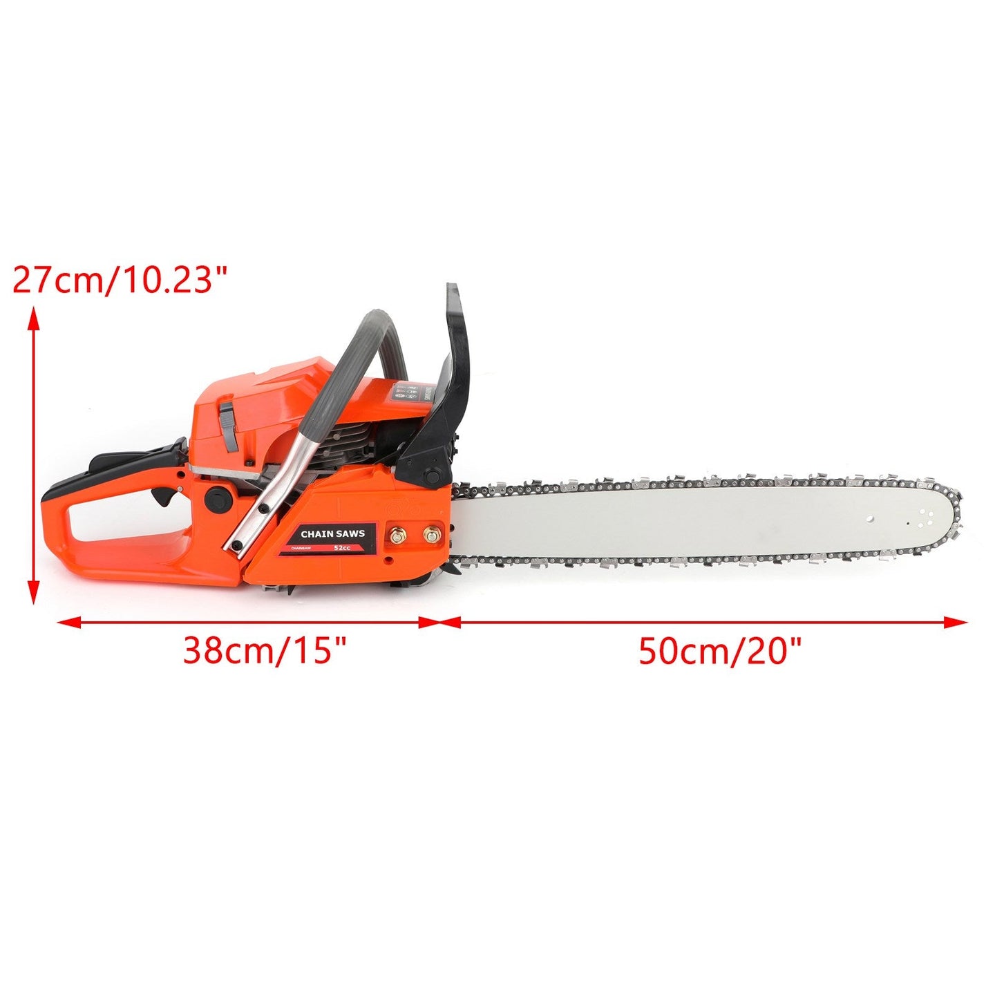 20" Gasoline Chainsaw a€?Engine 2 Cycl 52 Cc, 2 KW- Sawing Cutting Pruning and Trimming Wood