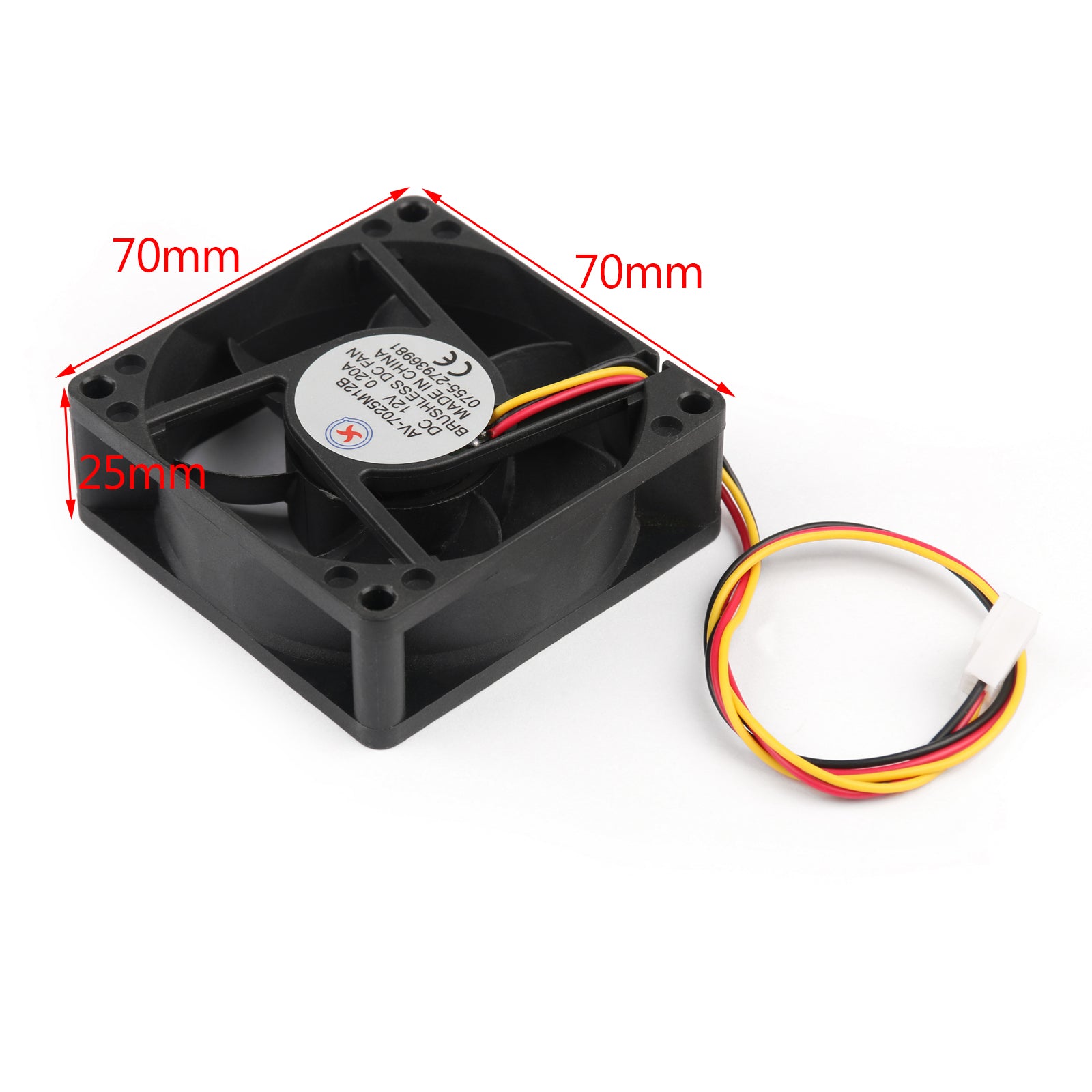4Pcs DC Brushless Cooling PC Computer Fan 12V 7025B 70x70x25mm 0.2A 3 Pin Wire