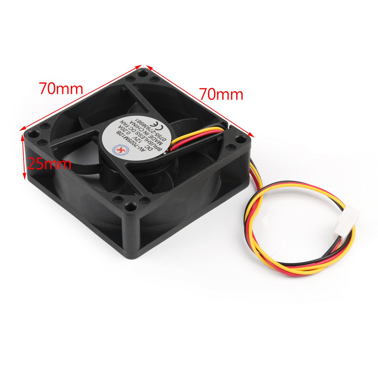 4Pcs DC Brushless Cooling PC Computer Fan 12V 7025B 70x70x25mm 0.2A 3 Pin Wire