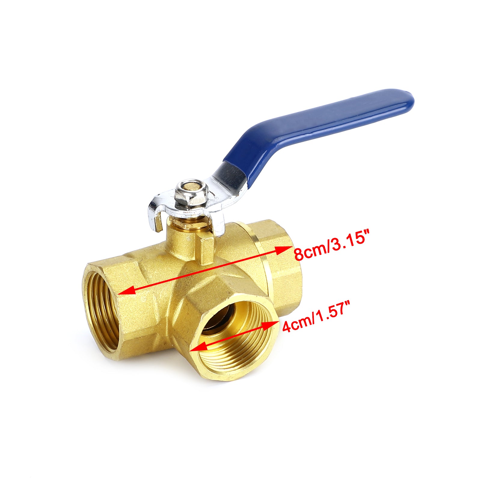 1" (DN25) 3-Way L-Port Brass Ball Valve, Female NPT, 600 WOG, with Vinyl Lever Handle