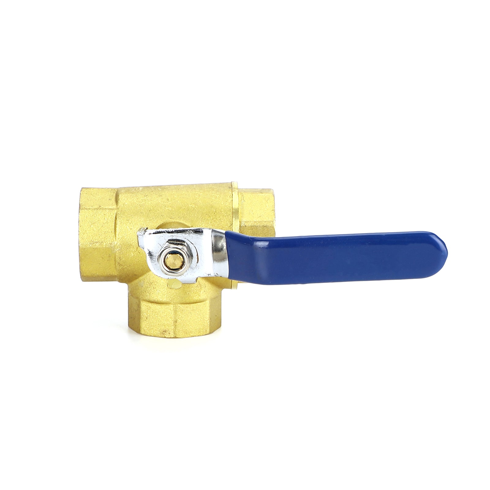 1" (DN25) 3-Way L-Port Brass Ball Valve, Female NPT, 600 WOG, with Vinyl Lever Handle