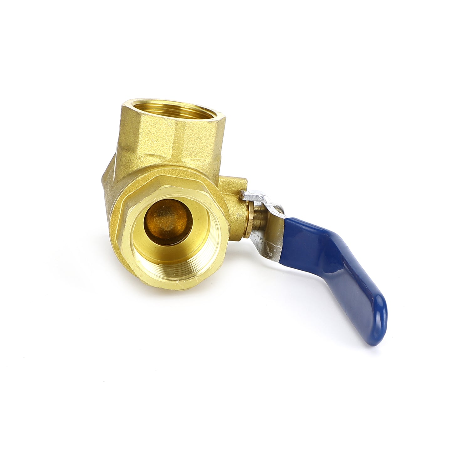 1" (DN25) 3-Way L-Port Brass Ball Valve, Female NPT, 600 WOG, with Vinyl Lever Handle