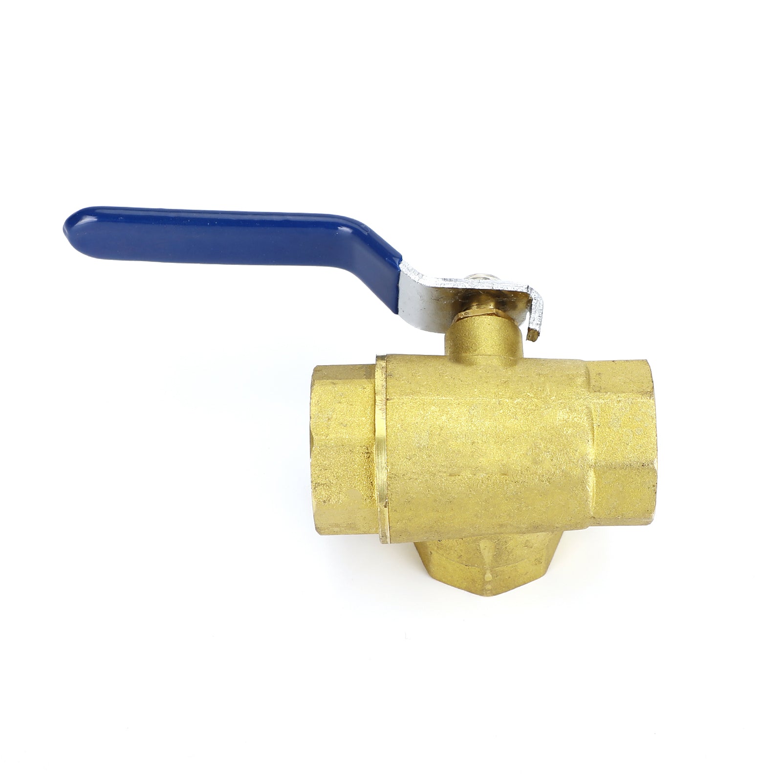 1" (DN25) 3-Way L-Port Brass Ball Valve, Female NPT, 600 WOG, with Vinyl Lever Handle
