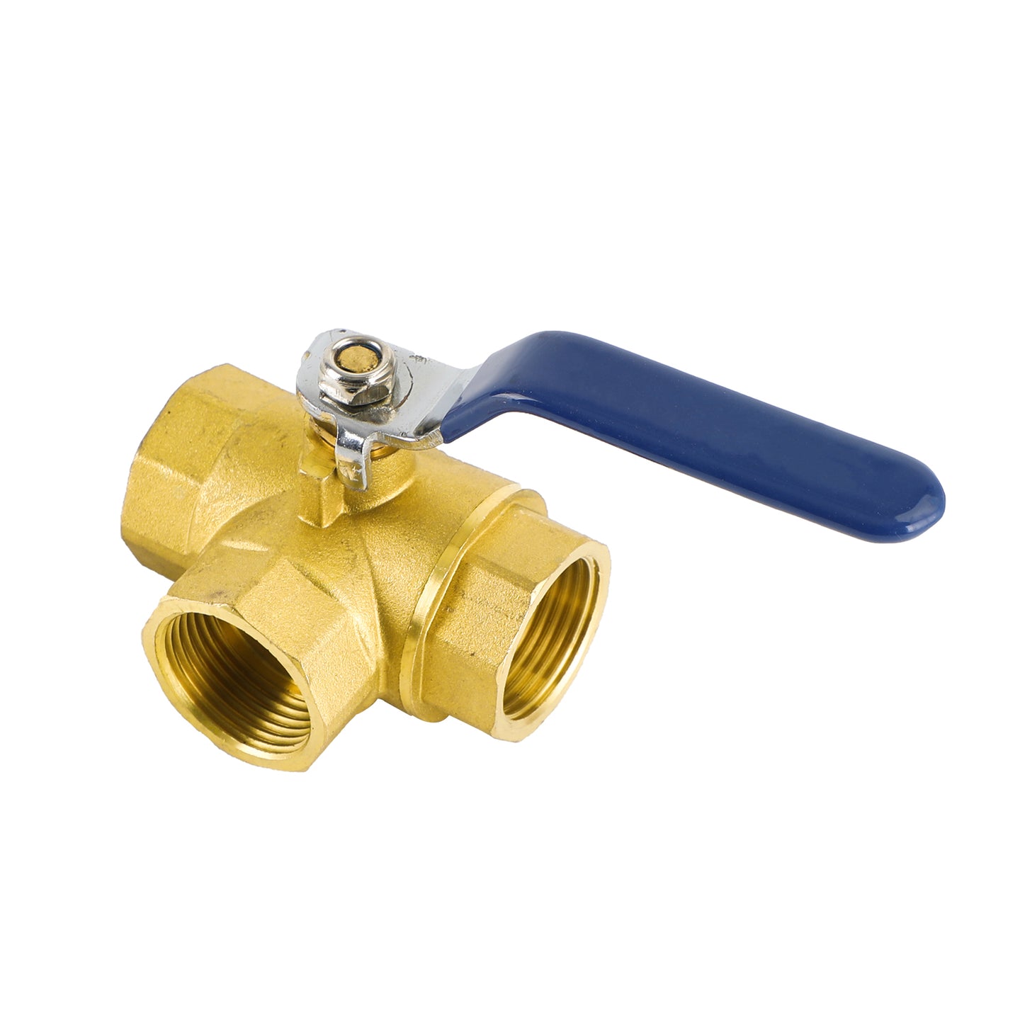 1" (DN25) 3-Way L-Port Brass Ball Valve, Female NPT, 600 WOG, with Vinyl Lever Handle
