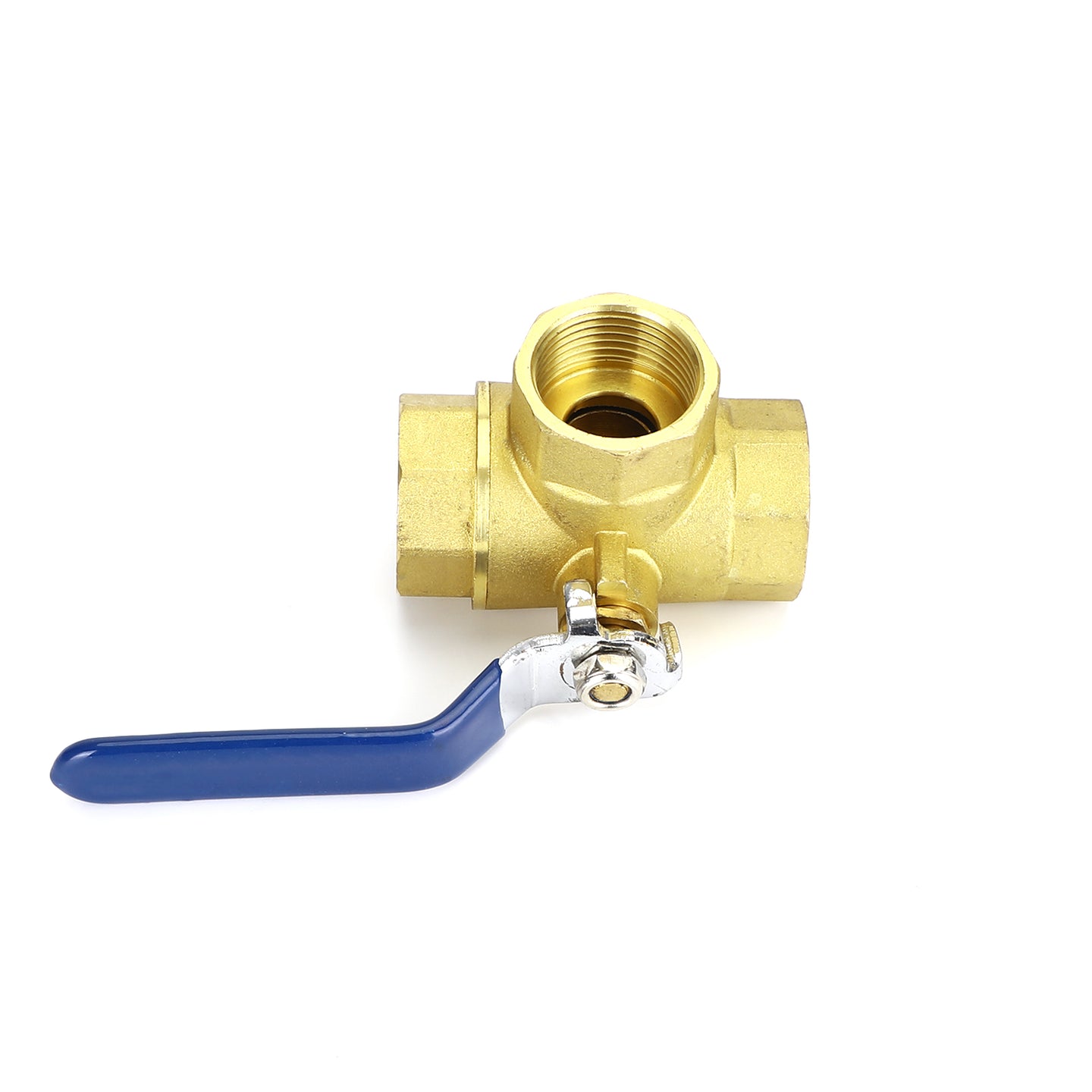 1" (DN25) 3-Way L-Port Brass Ball Valve, Female NPT, 600 WOG, with Vinyl Lever Handle