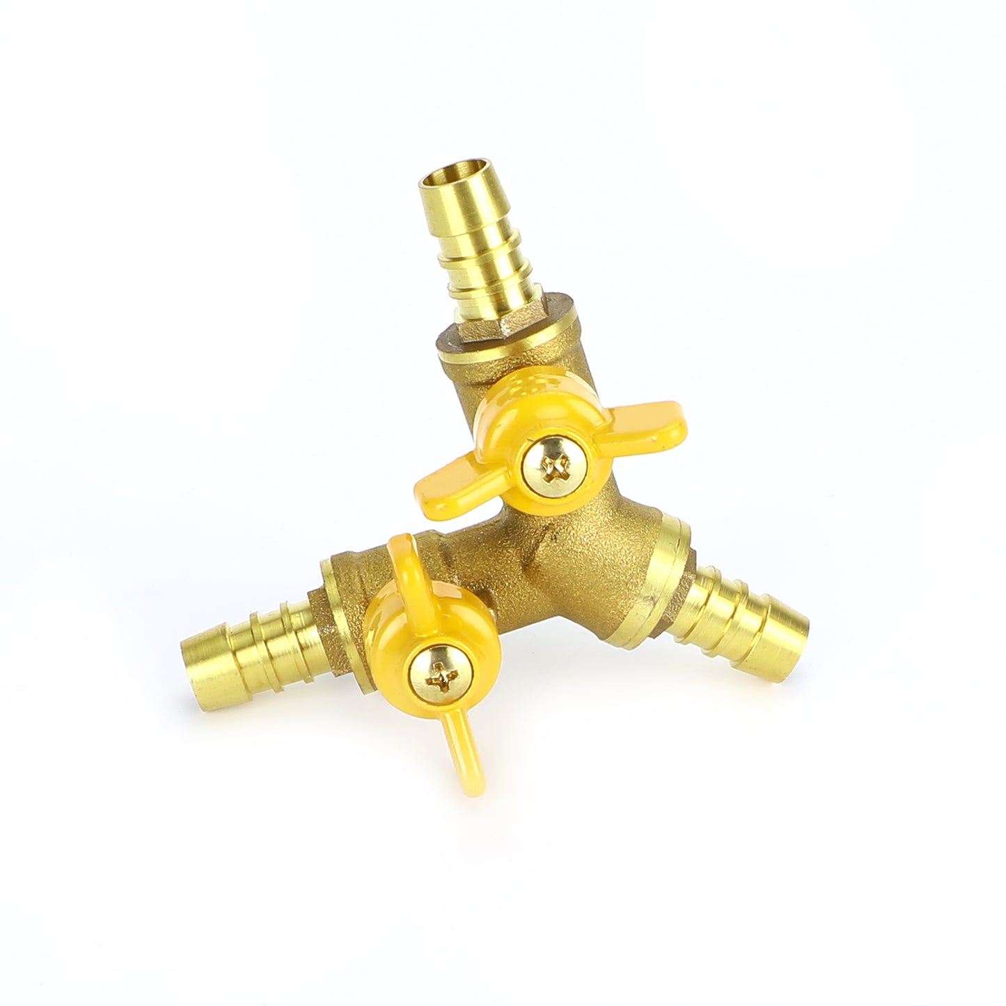 3/8" Y-Shaped Ball Valve Hose Barb 3 Way Connector Brass Fitting OD 11mm