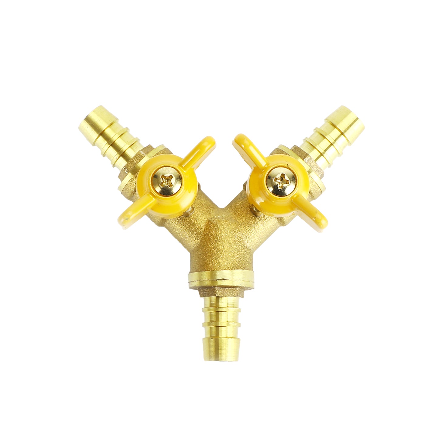 3/8" Y-Shaped Ball Valve Hose Barb 3 Way Connector Brass Fitting OD 11mm