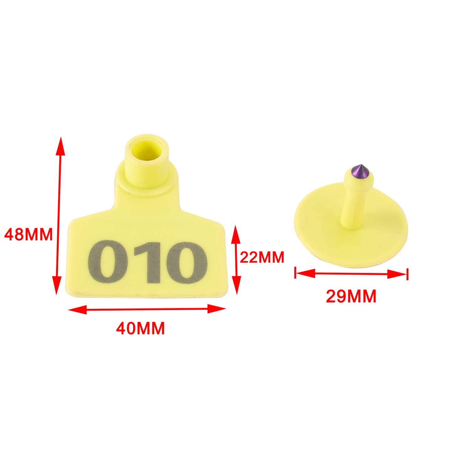 001-100 Number Plastic Livestock Ear Tag Animal Tag For Goat Sheep Pig Yellow