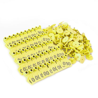 001-100 Number Plastic Livestock Ear Tag Animal Tag For Goat Sheep Pig Yellow