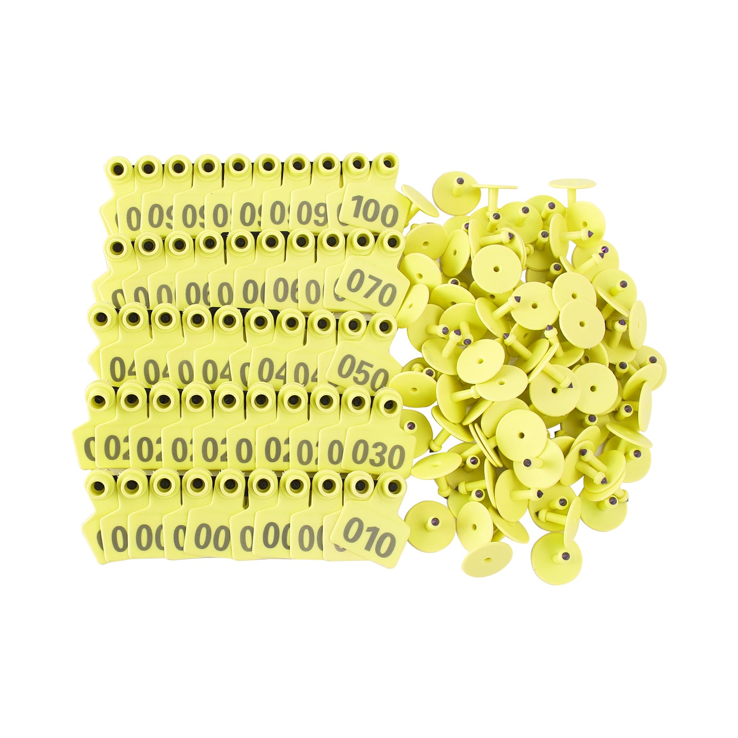 001-100 Number Plastic Livestock Ear Tag Animal Tag For Goat Sheep Pig Yellow